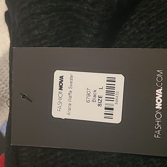 Fashion Nova Black Waffle Sweater - Picture 3 of 4